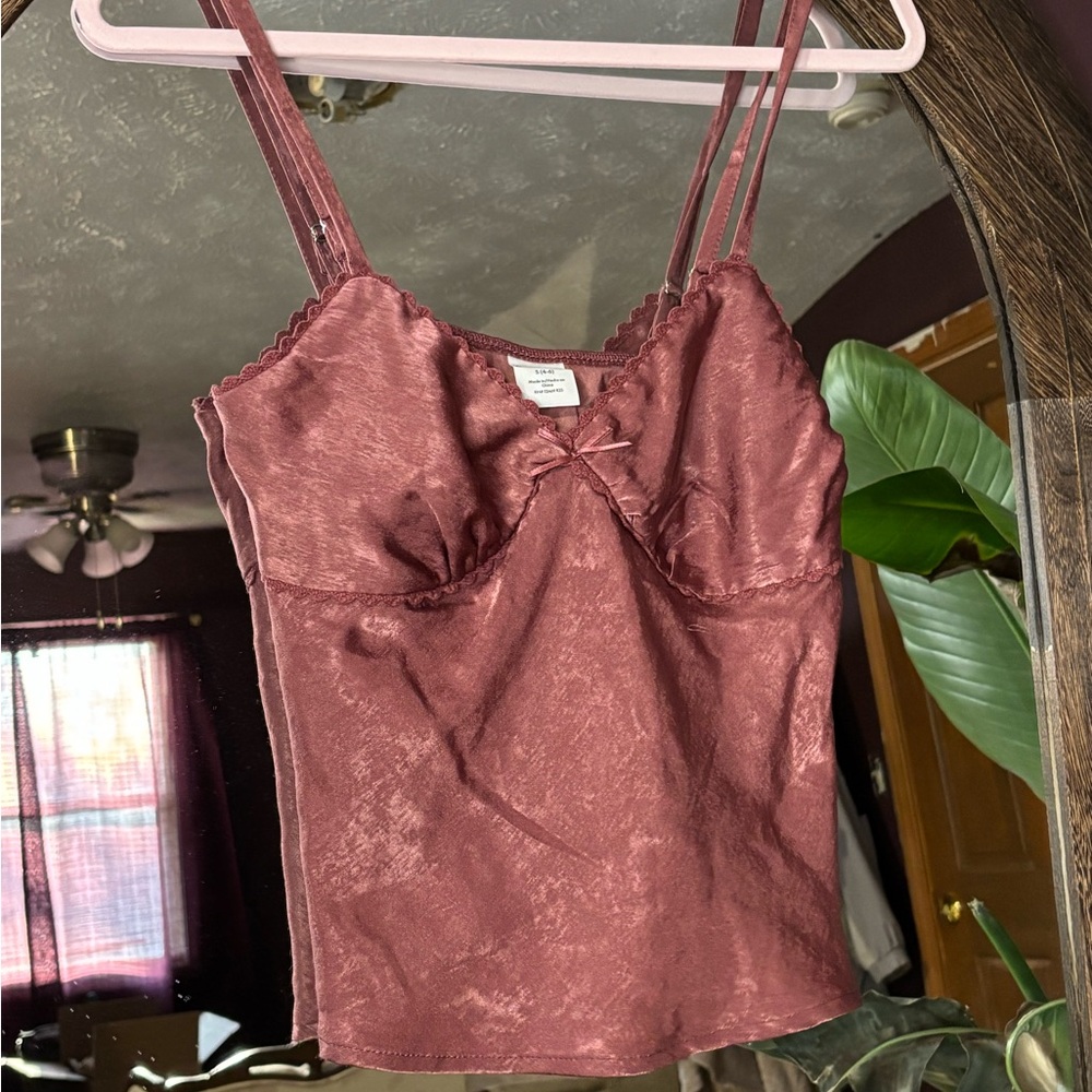 No Boundaries Satin Lace Cami in Rosewood